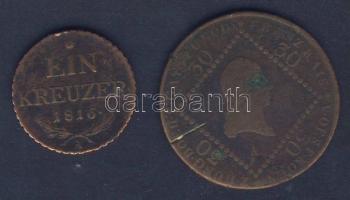 Ausztria 1807A 30Kr T:3 + 1816A 1Kr T:2- ph.