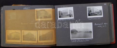 cca 1961-1965 145 db amatőr városképes fotó albumban kísérő szövegekkel: Budapest, Balatonalmádi, -S...