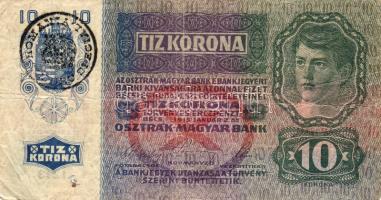 1919 10K (1915) román kézibélyegzővel T:2/3