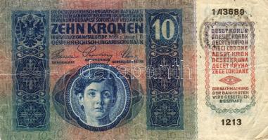 1919 10K (1915) román kézibélyegzővel T:2/3