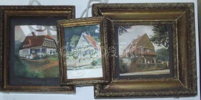 3 db klf méretű régi keret nyomatokkal. Legnagyobb 25x25 cm / Vintage frames