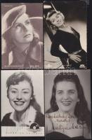 4 db aláírt színészfotó: Greta Garbo, Erica Beer, Caterina Valente, Mátyás Mária