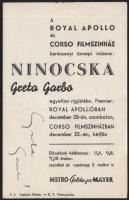 4 db aláírt színészfotó: Greta Garbo, Erica Beer, Caterina Valente, Mátyás Mária