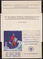 1942 Emléklap a Magyar Úszó Szövetségtől + 4 db cserkész nyomtatvány (belépési engedély, levelezőlap)