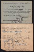 1942 Emléklap a Magyar Úszó Szövetségtől + 4 db cserkész nyomtatvány (belépési engedély, levelezőlap...