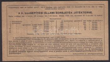 1946. II.Újjáépítési Állami Sorsjáték 5Ft-os egész sorsjegye T:III- (kis szakadás)