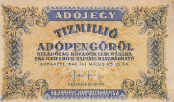 1946. 10.000.000AP fordított címer, sárgás rózsaszín színváltozat T:I-