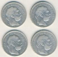 1893-1896. 1K Ag (4x) klf évszámokkal! T:3