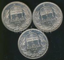 1912-1915. 1K Ag (3x) klf évszámokkal! T:2,3
