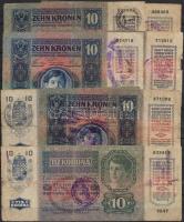 1919 10K (8x), 50K, 100K(2x) román, jugoszláv és helyi kézibélyegzőkkel 11db klf. T:II,III,IV