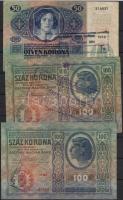 1919 10K (8x), 50K, 100K(2x) román, jugoszláv és helyi kézibélyegzőkkel 11db klf. T:II,III,IV