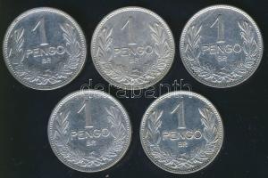 1926-1939. 1P Ag (5x) klf évszámmal! T:2,2-