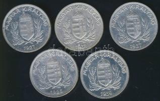 1926-1939. 1P Ag (5x) klf évszámmal! T:2,2-