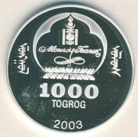 Mongólia 2003. 1000T Ag "Ázsia történelme-Transzszibériai expressz" T:PP tanúsítvánnyal!