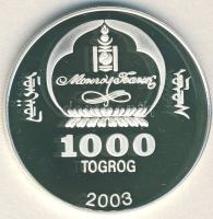 Mongólia 2003. 1000T Ag "Ázsia történelme-Hillary" T:PP Tanúsítvánnyal!