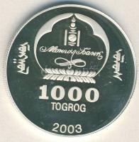 Mongólia 2003. 1000T Ag "Ázsia történelme-Dzsingisz Kán" T:PP Tanúsítvánnyal!