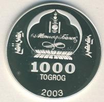 Mongólia 2003. 1000T Ag "Ázsia történelme-Attila a Hun" T:PP tanúsítvánnyal!