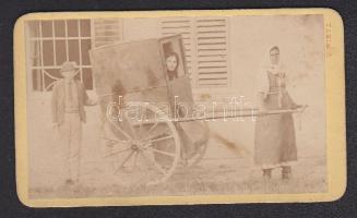 cca. 1880 Pöstyéni fogat; keményhátú fotó (10.5 ×6 cm)