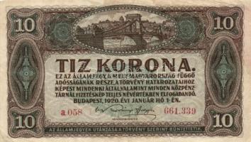 1920. 1K + 2K "2 ab *" + 10K (2x) kétféle színváltozat + 20K T:III,IV