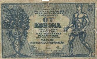 1913. 20K I.kiadás + 1916. 1K + 1917. 2K + 1919. 5K "Más törvényes..." T:III,IV