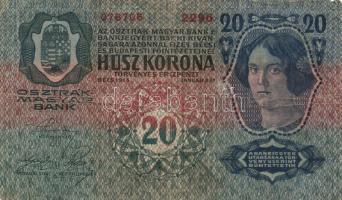 1913. 20K I.kiadás + 1916. 1K + 1917. 2K + 1919. 5K "Más törvényes..." T:III,IV