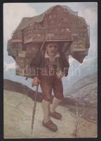 2 db régi, művészi Madár motívumlap, az egyik litho