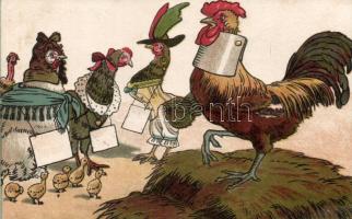 Hens and rooster litho (fl)