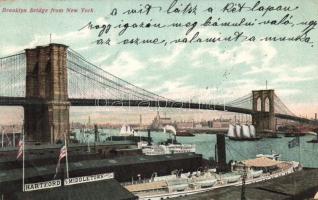New York Brooklyn bridge with ship station
