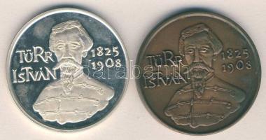 1988. "MÉE-Türr István" Ag 35,7g és Br emlékérem pár T:PP,1
