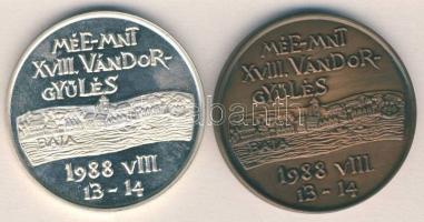 1988. "MÉE-Türr István" Ag 35,7g és Br emlékérem pár T:PP,1