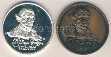 1987. "MÉE-Bessenyei György" Ag 35,7g és Br emlékérem pár T:PP,1