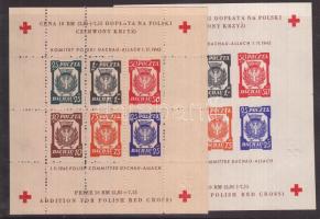 1945 Dachau lengyel vöröskeresztes segélybélyeg - blokkok vágott és fogazott