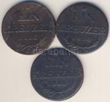 Ausztria 1816G 1Kr + 1816O 1Kr + 1816S 1Kr T:2,3