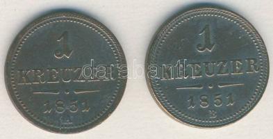 Ausztria/magyar verdejel 1851A 1Kr + 1851B 1Kr T:2,2-
