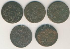 Ausztria/magyar verdejel 1799B 3Kr + 1800A 3Kr + 1800E 3Kr + 1800G 3Kr + 1800S 3Kr T:2+,2,3