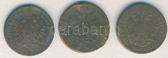 Ausztria/magyar verdejel 1858A 1kr + 1858B 1Kr + 1858E 1Kr R! T:2-,3