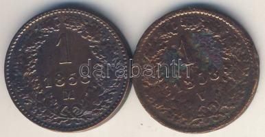 Ausztria/olasz verdejel 1858M 1kr + 1858V 1Kr R! T:2+/2,3