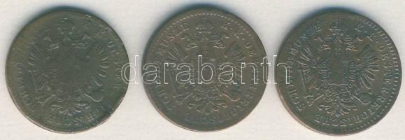 Ausztria/magyar verdejel 1859A 1kr + 1859B 1Kr + 1859E 1Kr R! T:2,3