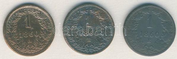 Ausztria/magyar verdejel 1860A 1Kr + 1860B 1Kr + 1860E 1Kr T:2,3