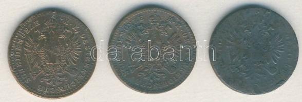 Ausztria/magyar verdejel 1860A 1Kr + 1860B 1Kr + 1860E 1Kr T:2,3