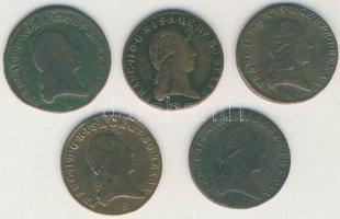 Ausztria/magyar verdejel 1800A 1Kr + 1800B 1Kr + 1800E 1Kr + 1800G 1Kr + 1800S 1Kr T:2,3