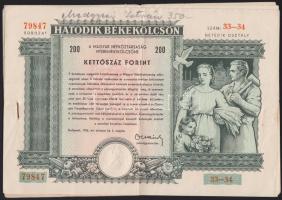 1955. "Hatodik Békekölcsön" nyereménykölcsöne 50, 100, 200 Ft-ról összekapcsozva a három