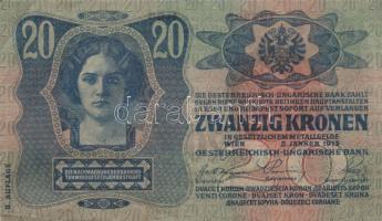 1913. 20K "II. Kiadás" piros "Magyarország" felülnyomással T:II+