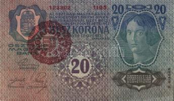 1913. 20K "II. Kiadás" piros "Magyarország" felülnyomással T:II+