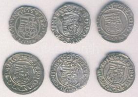 I. Ferdinánd 1538-1563. Denár Ag 6klf darabja! T:vegyes