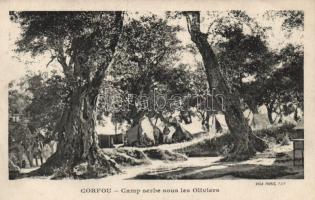 Corfou with Serbian camp under the olive trees