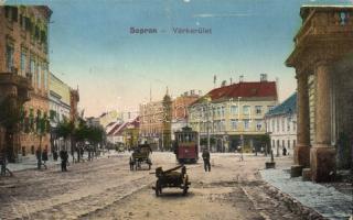 Sopron Várkerület villamossal (ragasztónyom)