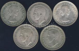Ausztrália 1942-1958. Sixpence Ag (5x) klf évszámokkal! T:2-,3