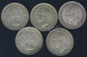 Ausztrália 1942-1959. Sixpence Ag (5x) klf évszámokkal! T:2-,3