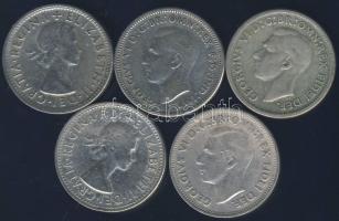 Ausztrália 1946-1961. 1Sh Ag (5x) klf évszámokkal! T:vegyes